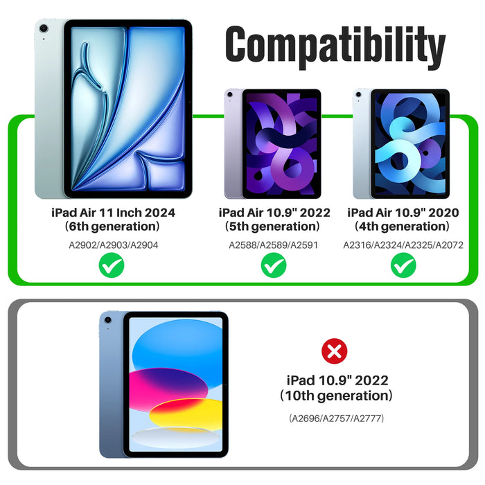 For Ipad Air 11 Inch Case 7Th / 6Th Generation M3 / M2 2025 / 2024 Ipad Air 5Th / 4Th 10.9 Inch 2022 / 2020 Case With Pencil Holder