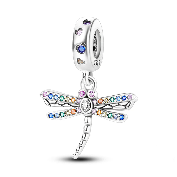925 Sterling Silver Summer Dragonfly Pendant Charm For Women Bracelet