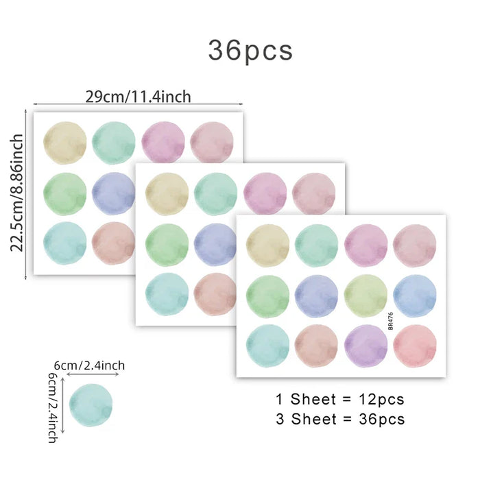 36 Watercolour Polka Dot Wall Stickers For Home Decor