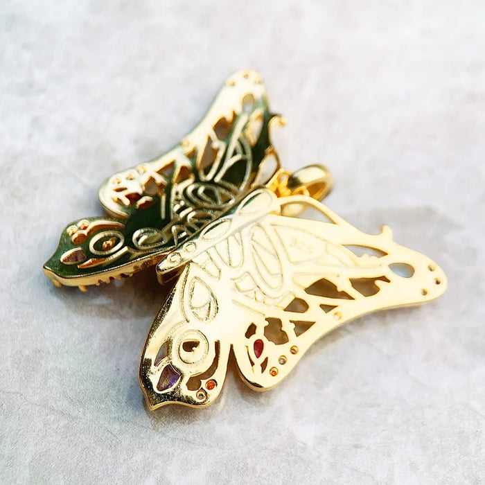 925 Sterling Silver Golden Butterfly Pendant Accessory For Women