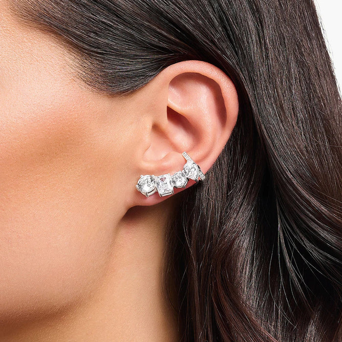 925 Sterling Silver Climber Ear Stud With White Zircon For Women