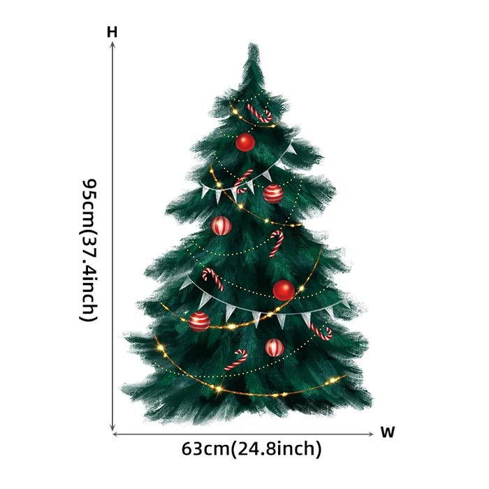 95Cm Deep Green Christmas Tree Wall Stickers For Festive Decor