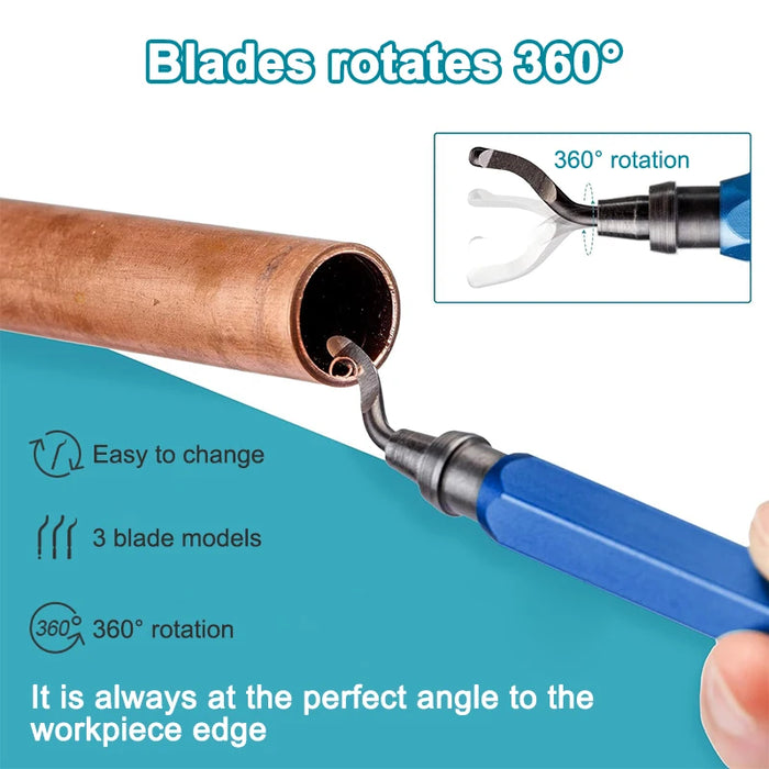 Rotary Deburring Tool For Resin & Copper Pipes 15 Blades Included