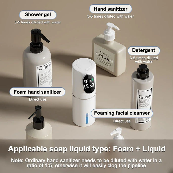Smart Touchless Soap Dispenser 320Ml Infrared Sensor Time & Temp Display