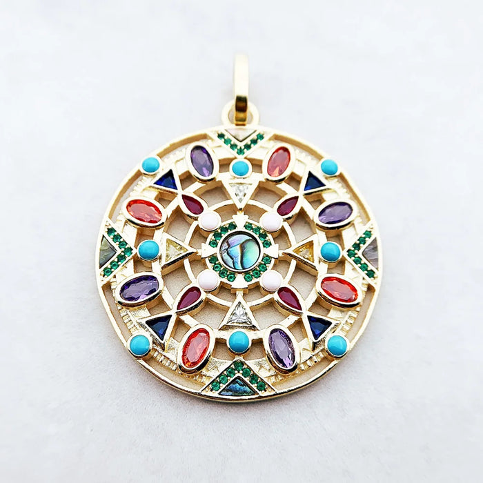 925 Sterling Silver Golden Colourful Amulet Pendant Jewelry For Women