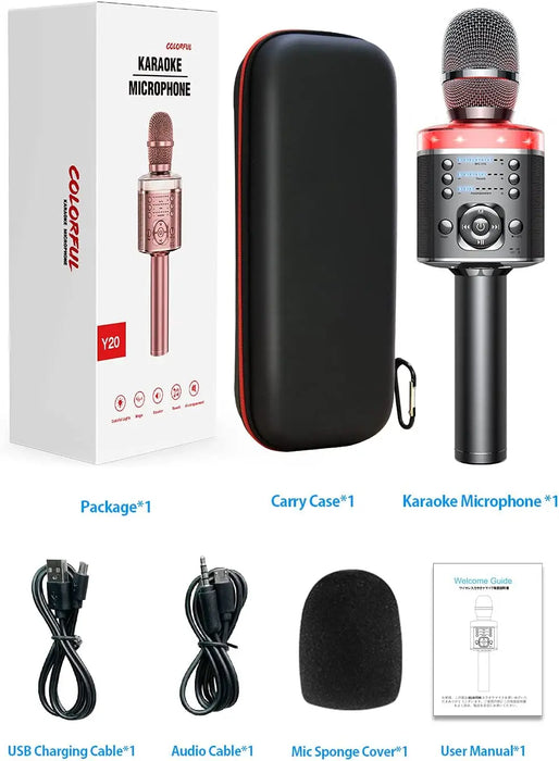 Wireless Karaoke Microphone With Magic Sound & Led Light Perfect For Home Ktv Parties