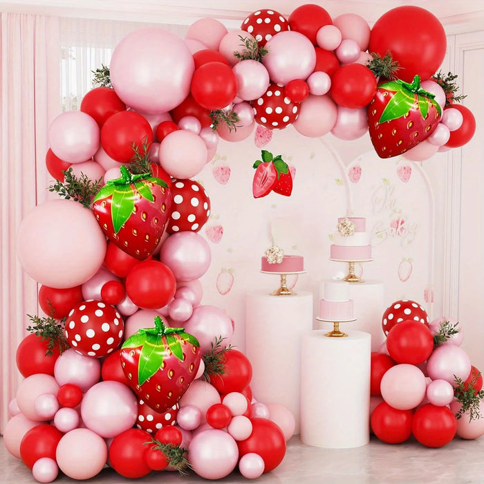 152Pcs Strawberry Balloon Garland Set Suitable For Birthday Wedding Anniversary Graduation Ceremony Indoor / Outdoor Decoration