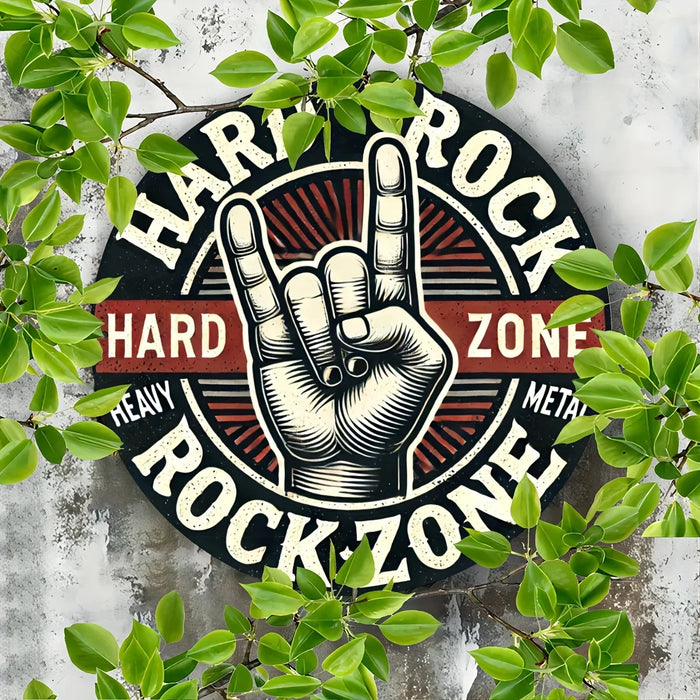 Vintage Hard Rock Metal Sign 8X8 Inch Round Rustproof & Weather-Resistant