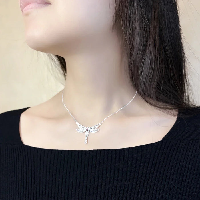 925 Sterling Silver Bohemian Dragonfly Necklace Playful Design For Women