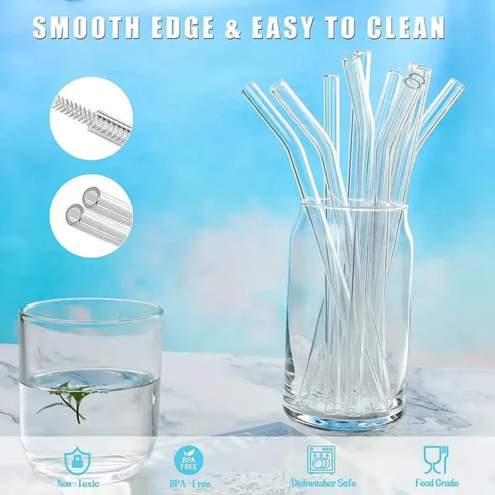 4 / 6 / 8 / 10 Piece Glass Straws Heat Resistant For Drinks