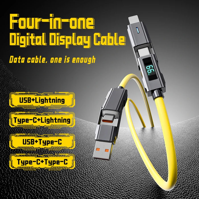 4 In 1 Usb C Fast Charging Cable With Pd 66W 2 In 2 Pd 3A For Iphone / Samsung