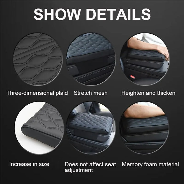 Wave Embroider Car Armrest Mat Pu Leather Protection Cushion