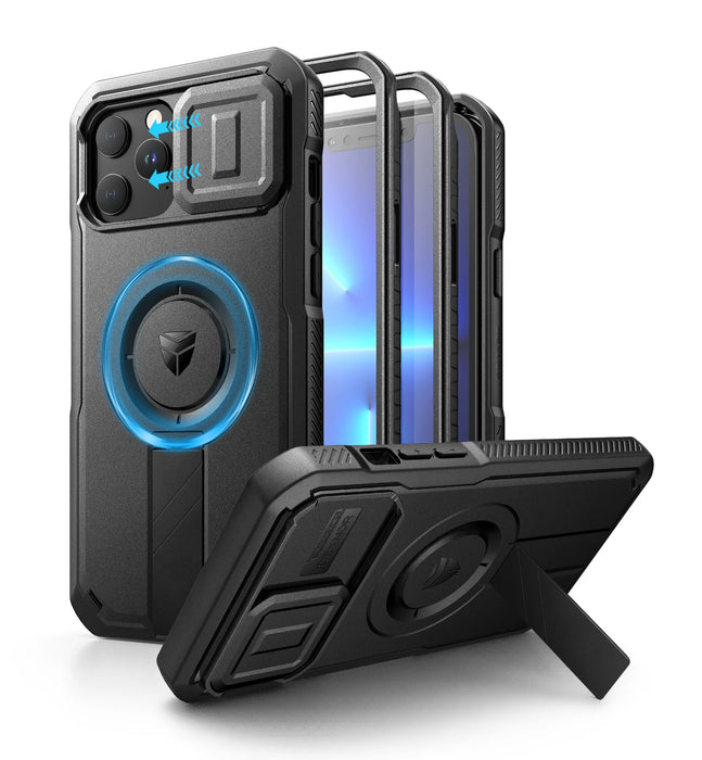 For Iphone 13 / 12 Pro Max Compatible Magsafe Case With Slide Camera Case Adjustable Kickstand Built-In Screen Protector