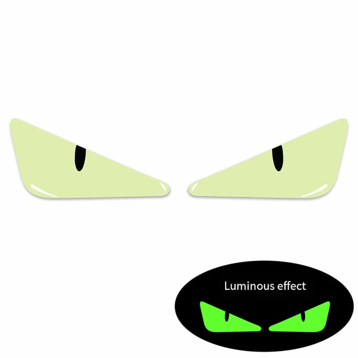 2Pcs 3D Luminous Motorcycle Headlight Stickers Devil'S Eye Cat Eye Night Decor Universal Fit