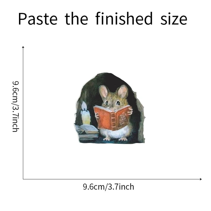 3Pcs Realistic Mouse Hole Wall Stickers