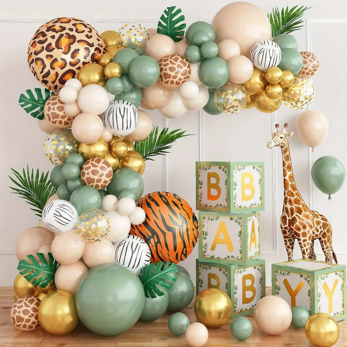 121Pcs Jungle Themed Birthday Party Balloon Wreath Set Forest Animal Balloons Birthday Baby Shower Decoration Party Decoration