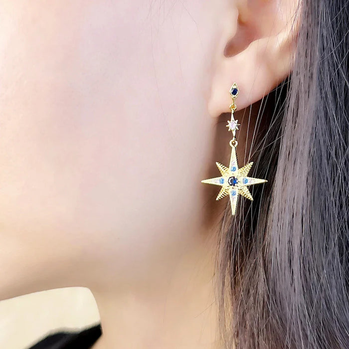 925 Sterling Silver Boho Star & Moon Earrings