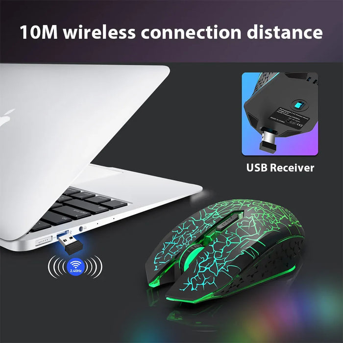 Wireless Gaming Mouse Rgb 2.4G 1600 Dpi Chargeable Pc / Laptop Accessory