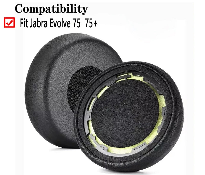 Pair of Memory Foam Ear Pads For Jabra Evolve 75 Headphones Soft Protein Leather Cushions