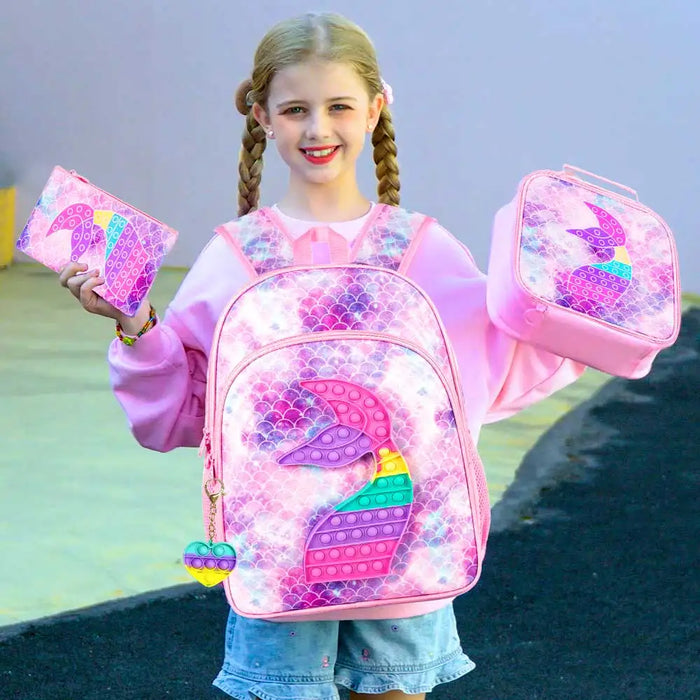 16 Inch Kids Backpack Lunch Box Set For Preschool