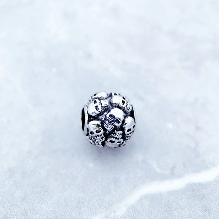 925 Sterling Silver Vintage Skull Bead Diy Charm
