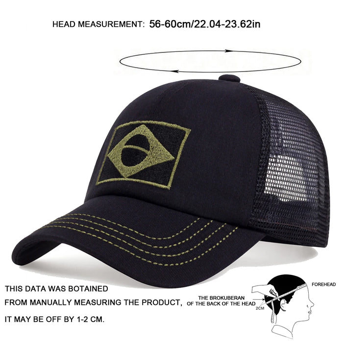 Embroidered Brazilian Flag Baseball Cap Adjustable Sun Hat