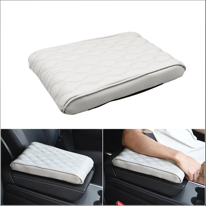 Wave Embroider Car Armrest Mat Pu Leather Protection Cushion