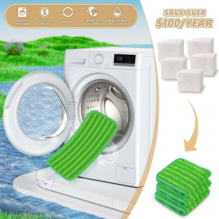 Reusable Mop Pads Compatible With Swiffer Sweeper Mops-12 Inch Washable Microfiber Wet Pads Refills Dry Sweeping Cloths