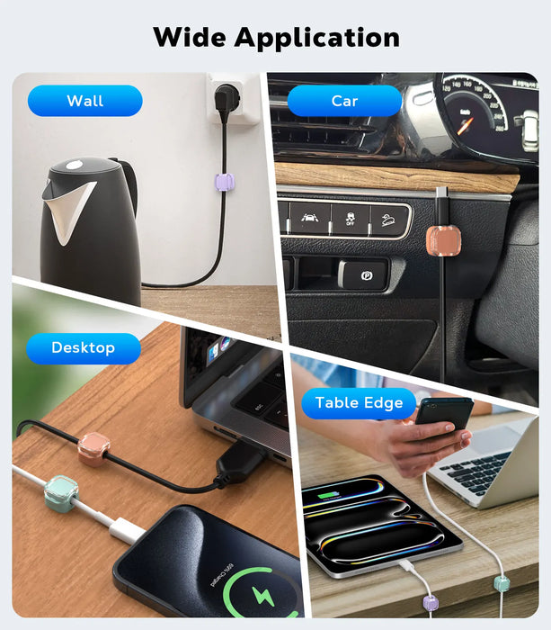 6 Pack Magnetic Cable Clips Under Desk Cable Management Adhesive Magnetic Cord Holder Magnetic Cord Organizer Wire Holder