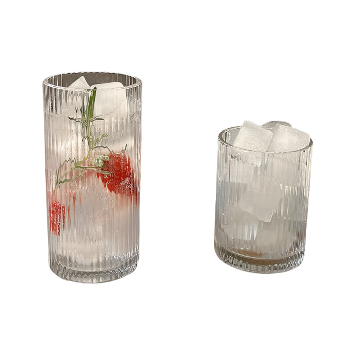 Striped Glass Cup For Coffee Juice Or Milk Perfect For Cafes Hotels And Parties