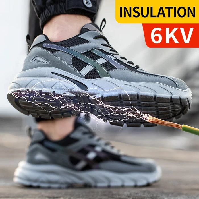 Mens Steel Toe Work Shoes - Puncture Proof Safety Sneakers Protective Footwear For Work