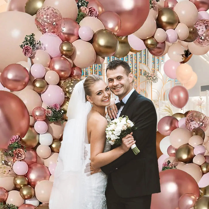 Dark Blue Gold White Metallic Rose Gold Pink Balloon Arch Set For Birthday Party Baby Shower Wedding Graduation Prom Decoration