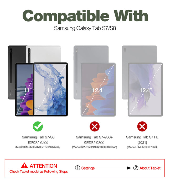 For Samsung Galaxy Tab S7 S8 Heavy Shockproof Full-Body Rugged Case With Built-In Screen Protector With S Pen Holder