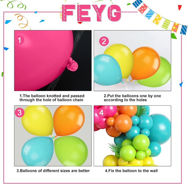 Summer Tropical Balloon Arch Set Rainbow Balloon Garland Set Perfect For Hawaiian Pool Party Decorations