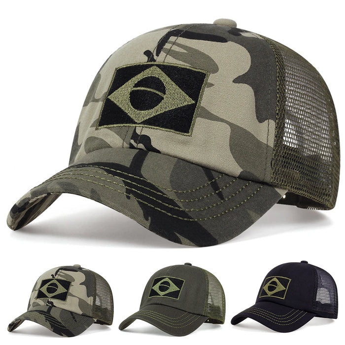 Embroidered Brazilian Flag Baseball Cap Adjustable Sun Hat