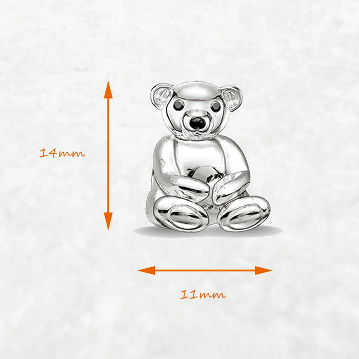 925 Sterling Silver Teddy Bear Beads Cute Summer Charm For European Jewelry Fits All Bracelets Perfect Gift For Women And Men