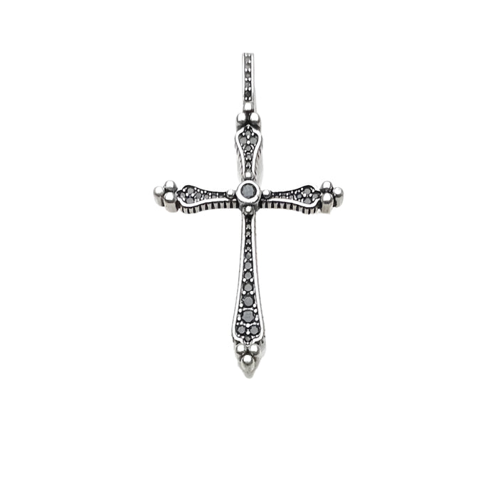 925 Sterling Silver Real Black Royalty Cross Pendant European Style Gift For Men & Women
