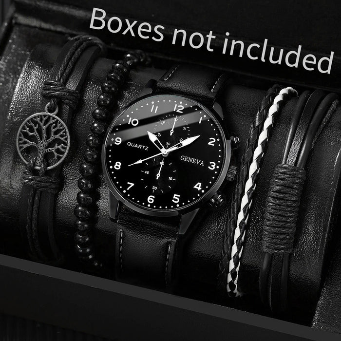 5 Piece Mens Analog Watch Bracelet Set - Without Box