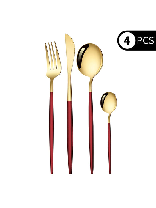 4 Piece Black Gold Stainless Steel Cutlery Set