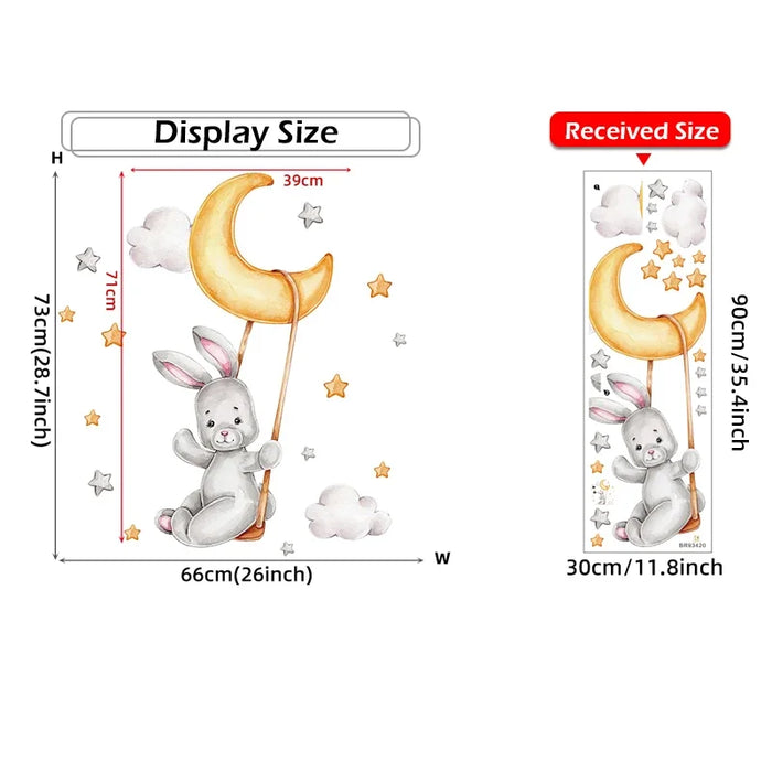 Adorable Watercolour Bunny Wall Decals For Kids Room Decor
