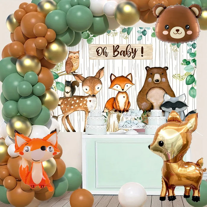 111Pcs Forest Animal Themed Balloon Arch Garland Set Suitable For Birthdays Gender Reveal Parties Forest Themed Party Decorations