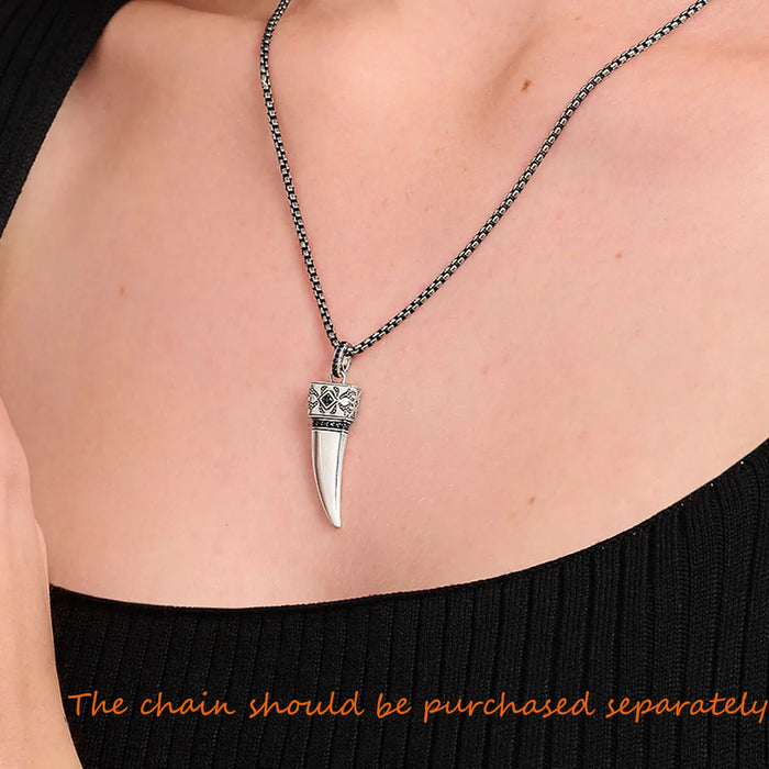 925 Sterling Silver Vintage Wolf Tooth Pendant Summer Jewelry Gift