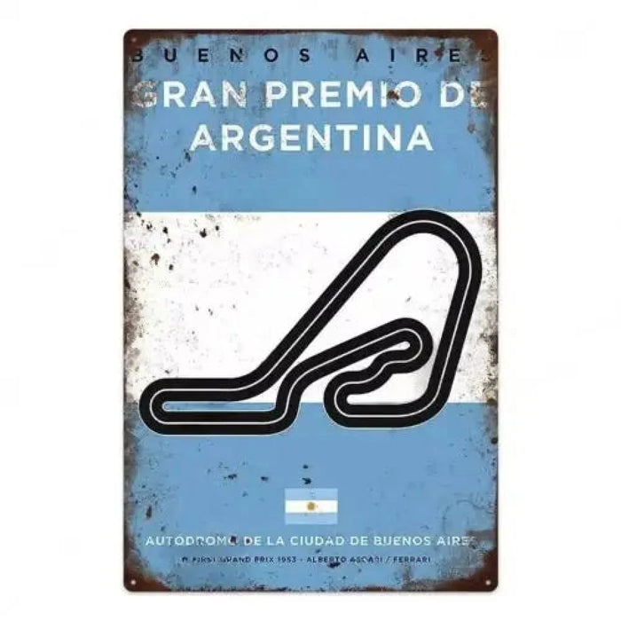 1953 Buenos Aires Grand Prix Tin Sign Man Cave Art