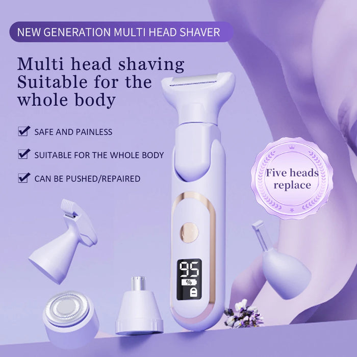 5 In 1 Rechargeable Epilator For Women Hair Removal For Eyebrows Underarms Bikini Legs