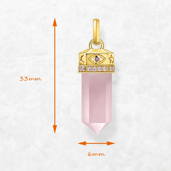 925 Sterling Silver Rose Quartz Hexagonal Pendant & Gold Plated Romantic Gift For Her