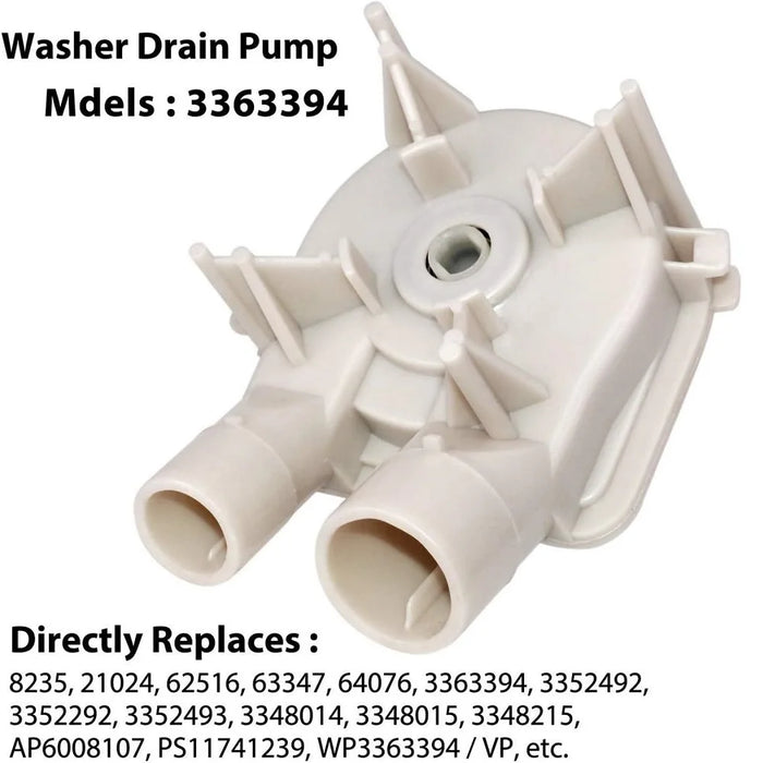 3363394 Washer Drain Pump Compatible With Whirlpool Washers 3363394 3352293 3352292 Wp3363394