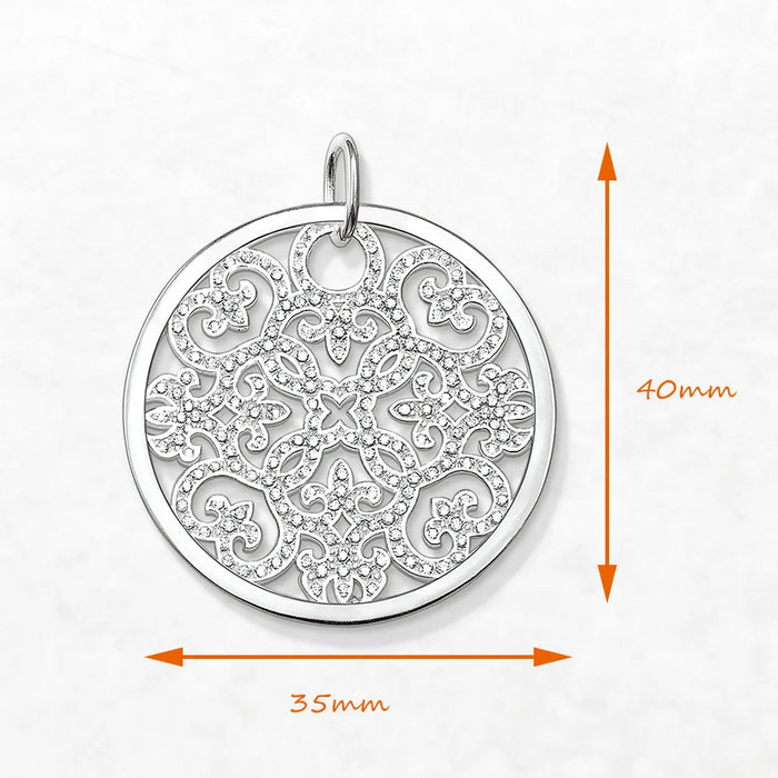 925 Sterling Silver Romantic Pave Pendant White Ornament For Women