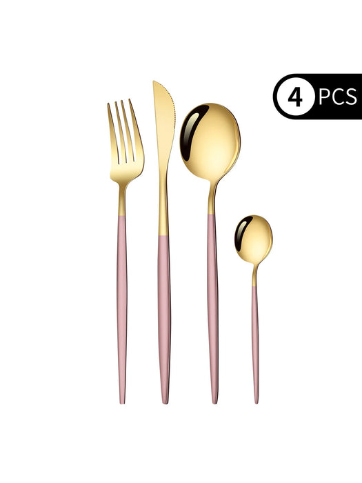 4 Piece Black Gold Stainless Steel Cutlery Set