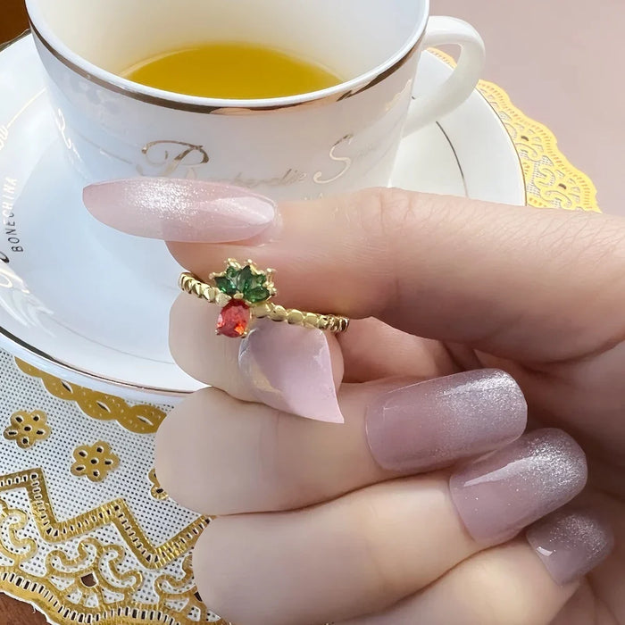 925 Sterling Silver Golden Pineapple Ring Europe Style Fine Jewelry For Women Sweet