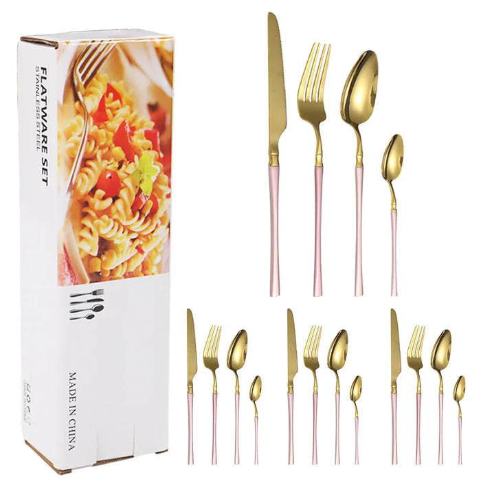 16 Piece Stainless Steel Tableware Set For Restaurants And Hotels